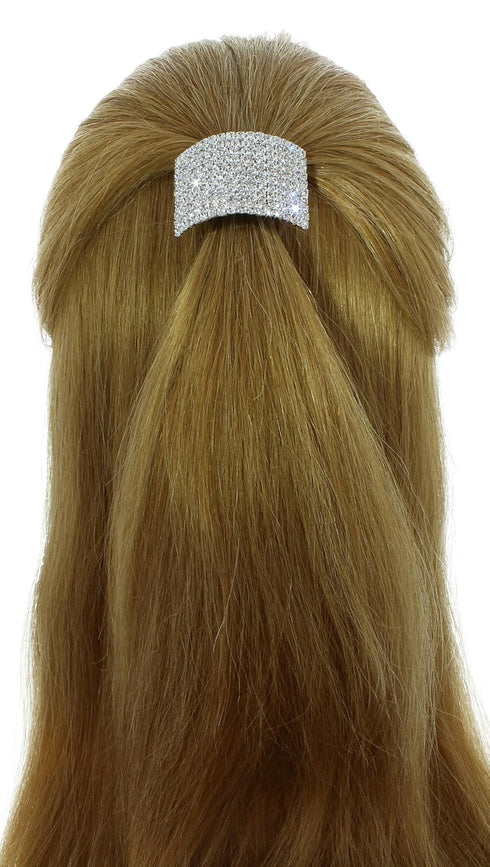 Rhinestone Ponytail Holder by Crystal Avenue, Silvertone with Sparkling Crystals