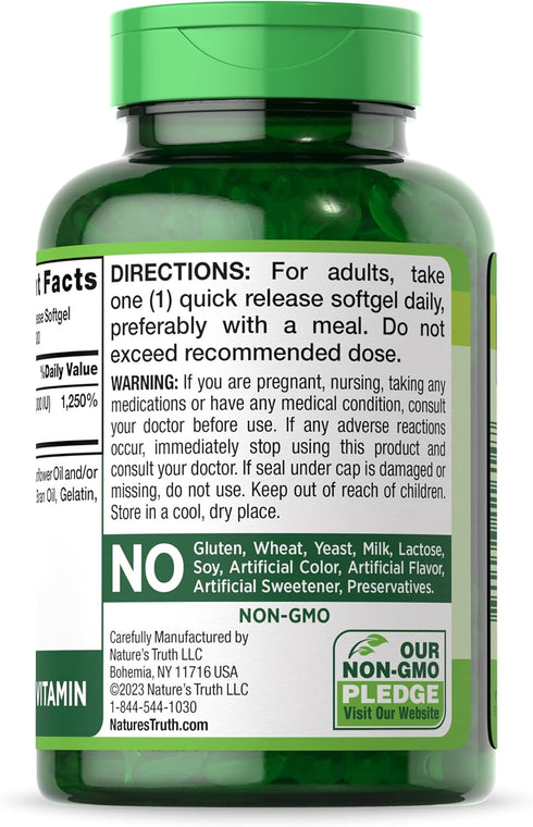 Nature's Truth Vitamin D3 10000 IU Softgels, 300 Count, Extra Strength, Non-GMO & Gluten Free