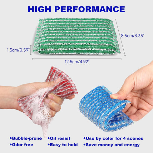 8Pads Sponges Kitchen - Premium Dish Sponge, Dish Cloths, Essential Cleaning Supplies for Dishes, Pots, Pans