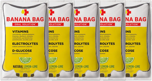 Banana Bag Oral Solution - Hydration Recovery Formula - Electrolyte & Vitamin Powder Drink Mix - Natural Lemon Lime -