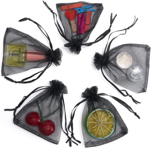 FOCCIUP 100 Pcs 3x4 Inches Mixed Color Organza Gift Bags with Drawstring for Christmas Wedding Birthday Party Favor