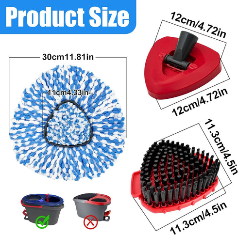 Hezane 4Pack 2 Mop Replacement Head for O Cedar RinseClean Tank System, Mop Replacement Base and Upgrade Scrub Brush