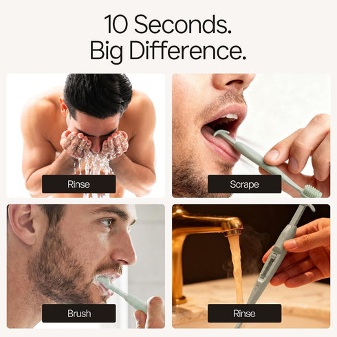 Pack 1) TOKII Tongue Scraper Cleaner Charcoal Bristles Toothbrush for Bad Breath with Waterproof Pouch for Travel