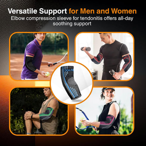 Doc Miller Compression Elbow Brace for Tendonitis, Bursitis, Tennis, Arthritis Pain Relief, 2 Packs