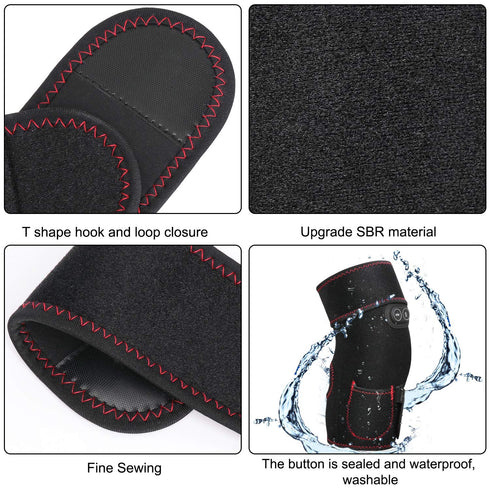 Heated Knee Brace Wrap, 3 Adjustable Heat and Vibration Massager for Arthritis Pain Relief, AC Adapter