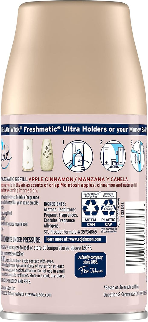 Glade Automatic Spray Refill, Air Freshener for Home and Bathroom, Apple Cinnamon, 6.2 Oz