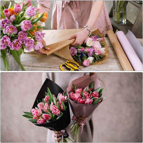 MECCANIXITY 20 Pcs Flower Wrapping Paper, 22.8x22.8 Inch Waterproof Florists Wrapping Paper for DIY Crafts, Light Pink