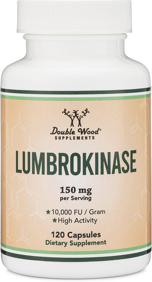 Lumbrokinase Enzymes Supplement - 120 Capsules for Cardiovascular and Blood Circulation Support, Non-GMO, Gluten Free