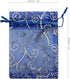 100pcs Sheer Organza Favor Bags for Wedding Baby Shower - Rattan Print Gift Bags, Drawstring Pouches (3.5x4.5 inch,