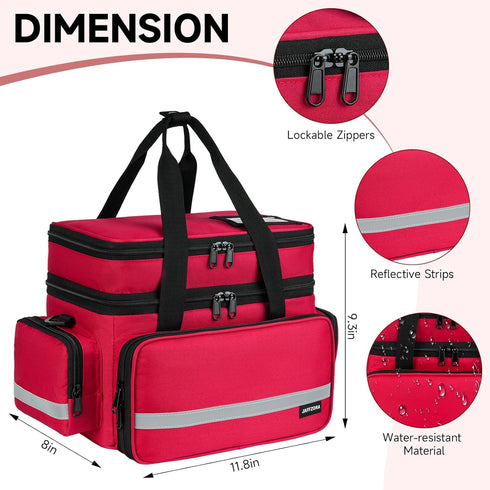 Jaffzora Large Pill Bottle Organizer, Double Layers Medicine Storage Bag with Lockable Zippers and Shoulder