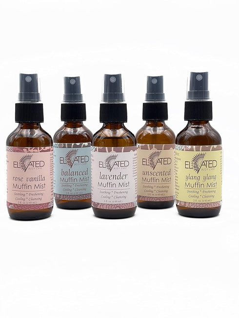 ELEVATED Muffin Mist – Organic Natural Feminine Spray, Ylang Ylang, 5 Scents, Vegan, Herbal Infused Oil