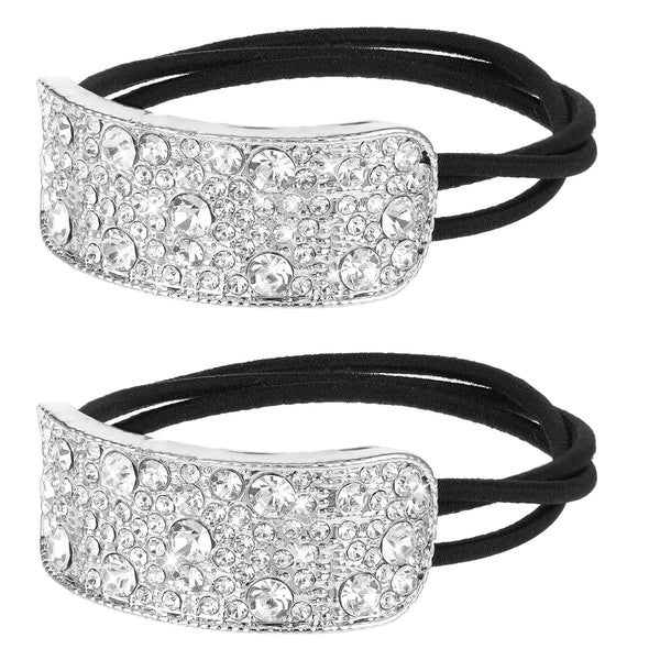 Sparkly Rhinestone Hair Accessories, 2 PCS Elastic Scrunchies, Ponytail Holder, Crystal Cuff Hair Band for Women