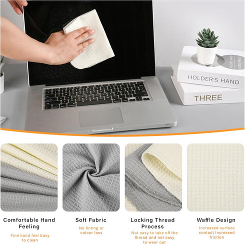 20 Pcs Kitchen Reusable Paper Towels Washable,100% Cotton Cleaning Cloth,10"x12" Flat Waffle Dish Cloth for Cutlery Cleaning & Drying ,Kitchen Towel Reusable Napkins Dish Towels Cloth Napkin (Grey) by Buowinixi