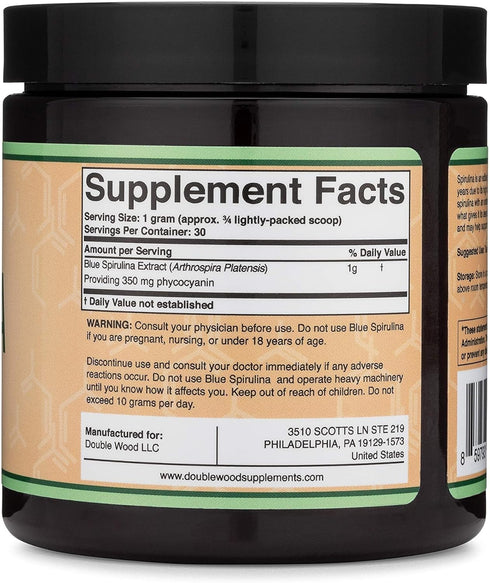 Blue Spirulina Powder, Maximum 35% Phycocyanin Content, Superfood Powder for Smoothies and Plant Food Coloring