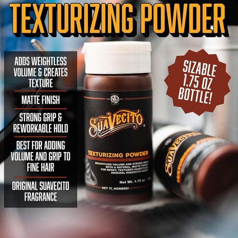 Suavecito Texturizing & Volumizing Hair Styling Powder - 1.75 oz, Strong Hold, Shine Free Matte Finish