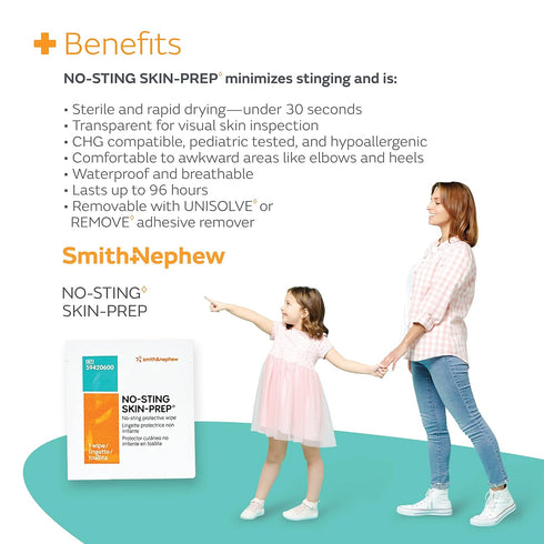 Smith & Nephew No-Sting Skin Prep Wipes, Box of 50 (UN59420600)
