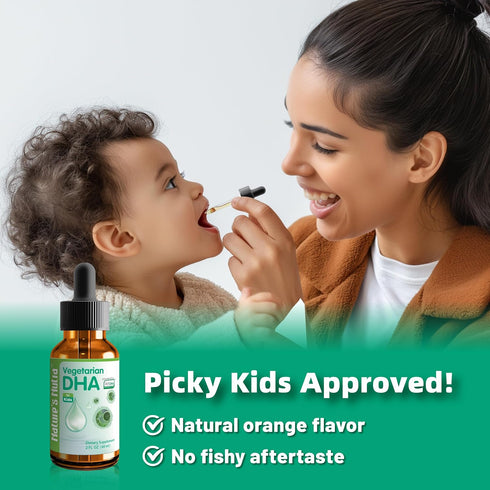 Nature's Nutra Vegetarian DHA, Premium Liquid DHA for Baby, Infant, Kids, Non-GMO, 2 Fl Oz