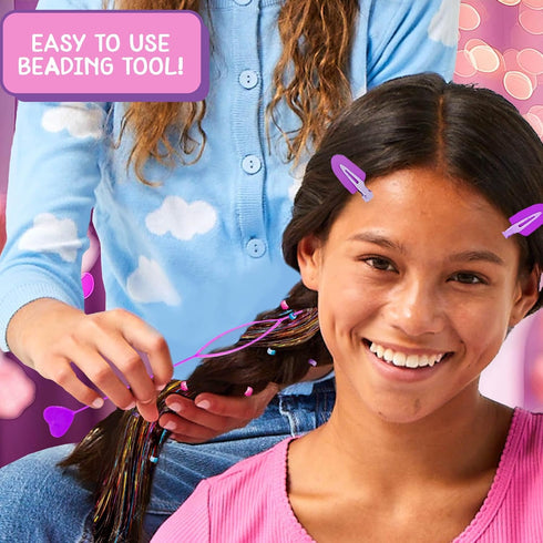 Just My Style Fairy Hair Tinsel Kit, Tinsel Hair Stylist Studio with 9 Colorful Strands & Hair Beading Tool