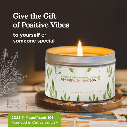 Long Lasting Pure White Sage Candle - Magnificent 6 Oz, 35 Hour Burn Time, Organic Soy Candle for Cleansing Home