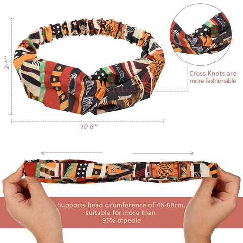 Syhood 9 Pcs African Headbands for Black Women, Boho Print Turban Twist Knot Elastic Hair Bands for Sports