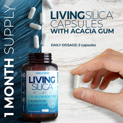 Living Silica Collagen Booster Capsules - Ultra High Absorption for Healthy Collagen, Joint Support, Glowing Skin