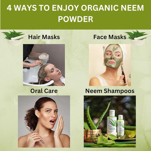 Neem Powder, 4 oz - Certified USDA Organic, Non-GMO, Fresh Dried Neem Leaves for Healthy Hair and Skin