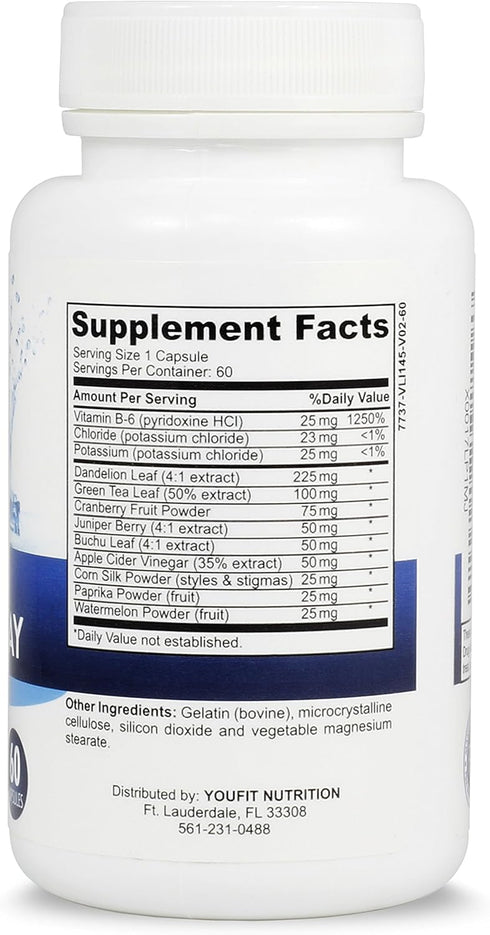 Water Pills for Fluid Balance Support, Herbal Supplement for Bloating, Natural Diuretics for Water Retention, 60