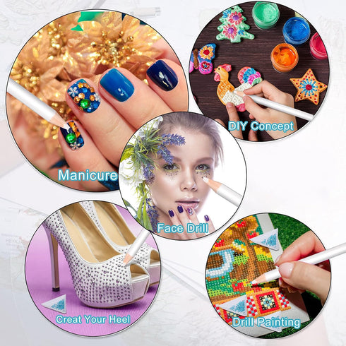 Maitys 22 Pieces Wax Pencil Set for Rhinestones, Nail Art Gem Dotting Tools with Tweezers, Sharpener, and Triangular