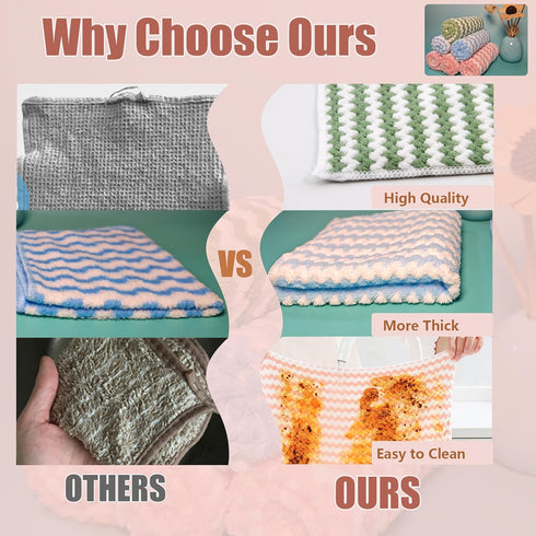 MegaBlues Cloth,12 Pack 12"x12" Microfiber Cleaning Dish Towels for Kitchen,Fast Drying Dish Rags for Washing Dishes