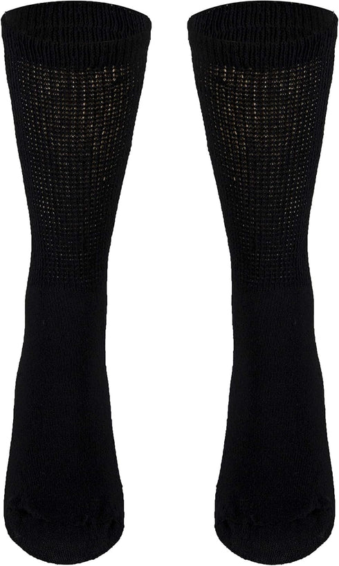 NuVein Diabetic Socks Sensitive Foot Comfort Loose Knit, Black, Large