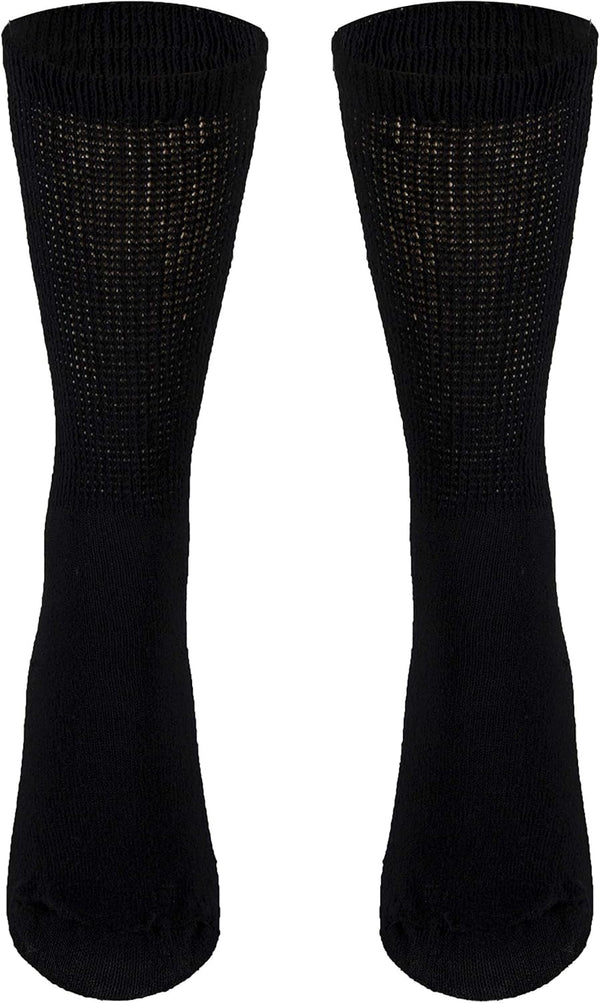 NuVein Diabetic Socks Sensitive Foot Comfort Loose Knit, Black, Large