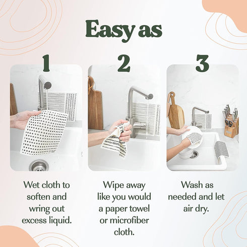 FEBU Swedish Dishcloths for Kitchen, 5 Pack Sunset Reusable Paper Towels, Biodegradable Cleaning Cloths