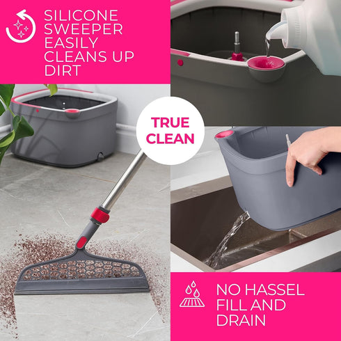 Heavy Duty Square Spin Mop for Floor Cleaning, Separate Compartment for Clean and Dirty Water, Use Any Cleaning