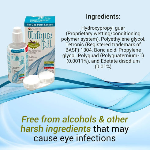 Unique pH Travel Pack - 2.5 Fluid Ounces Multipurpose Solution for Gas Permeable Contact Lenses
