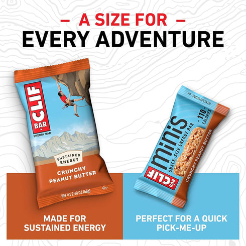 CLIF BAR Crunchy Peanut Butter - Full Size and Mini Energy Bars, Made with Organic Oats, Non-GMO, Plant Based