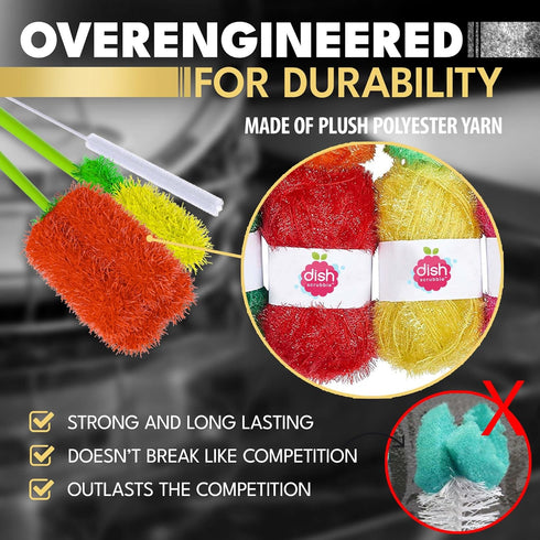 Long Bottle Brush Cleaner Set (3-in-1) & Straw Brushes - Thick and Thin Dish Brush Set for Washing Baby Bottles, Mugs