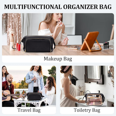 Small Makeup Organizer Bag, PU Leather, Portable Waterproof Travel Makeup Bag for Women