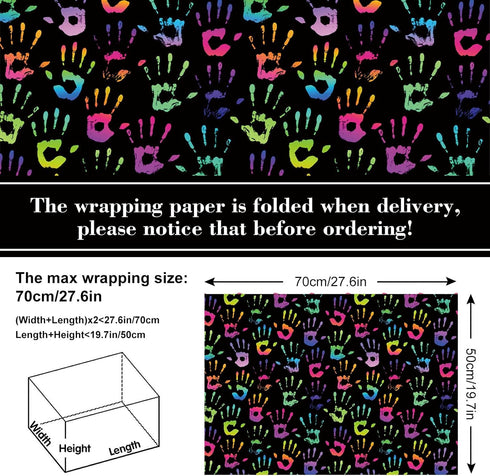 AnyDesign 12 Sheet Colorful Wrapping Paper 4 Design Black Neon Art Packaging Paper Folded Flat DIY Art Craft Paper for Glow Party Birthday Party Baby Shower DIY Gift Wrap, 19.7 x 27.6 Inch