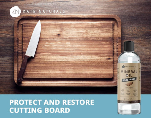 Kate Naturals Mineral Oil for Wood Cutting Board, Food Grade Mineral Oil for Butcher Block & Utensils
