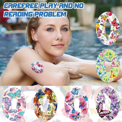 36 Pack Adhesive Patch for Dexcom G6, Breathable Colorful Butterfly CGM Patches, Waterproof Pre-Cut Adhesive Tape