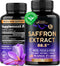 Natural Saffron Supplements, Pure Saffron Extract 88.5 mg, 90 Powder Capsules for Mood & Energy Support