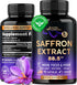 Natural Saffron Supplements, Pure Saffron Extract 88.5 mg, 90 Powder Capsules for Mood & Energy Support