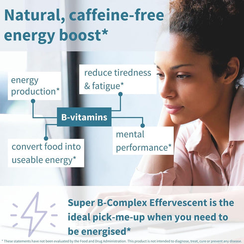 Super B-Complex Liquid B-Vitamin Effervescent Drink, 20 Tablets, Methylated, Vegan, Sugar-Free, Orange Flavor