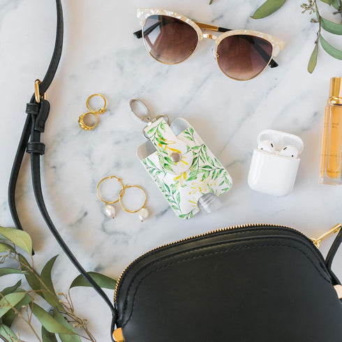 Set 2 Hand Sanitizer Holder Keychain of - Premium Vegan Leather Keychains & Leakproof Hand Sanitizer Bottles