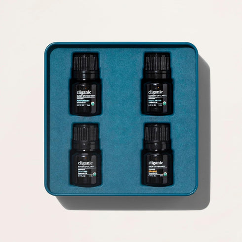Cliganic Organic Essential Oils Gift Set (Top 4 - The Basics), 100% Pure Natural Aromatherapy - Peppermint, Eucalyptus,