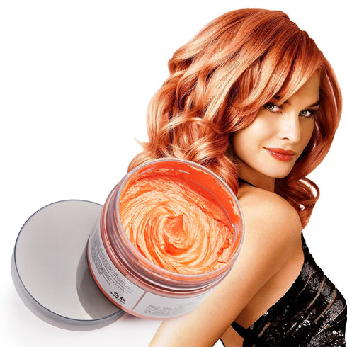 Orange Hair Color Wax, Instant Hairstyle Cream 4.23 oz, Temporary Natural Hair Wax for Party and Daily Use