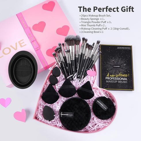 MAANGE Makeup Brushes 29 Pcs Makeup Kit, Premium Synthetic Foundation Powder Concealers Eye shadows Blush Brush Make up Brushes Set (Black, 29 Piece Set)