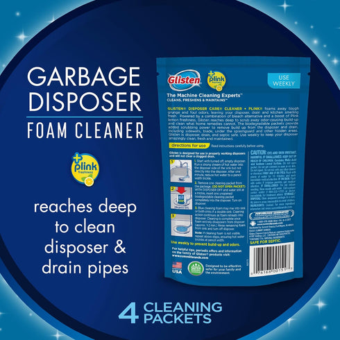 Glisten Garbage Disposer Foaming Cleaner, Lemon Scent, 2-Pack (8 Uses)