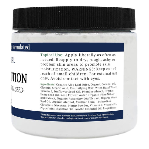 Zatural Hemp Lotion, Therapeutic Body Lotion with Hemp Seed Oil, 16 Ounce Jar.
