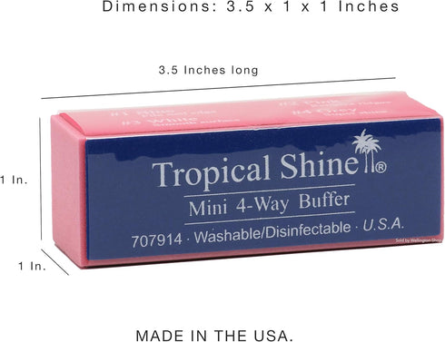 Tropical Shine Mini 4 Way Buffer Block - Professional Nail Buffering Block, Portable Nail Care (2 Pack)